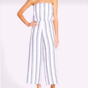 Alice + Olivia Blue and White Striped Jumpsuit